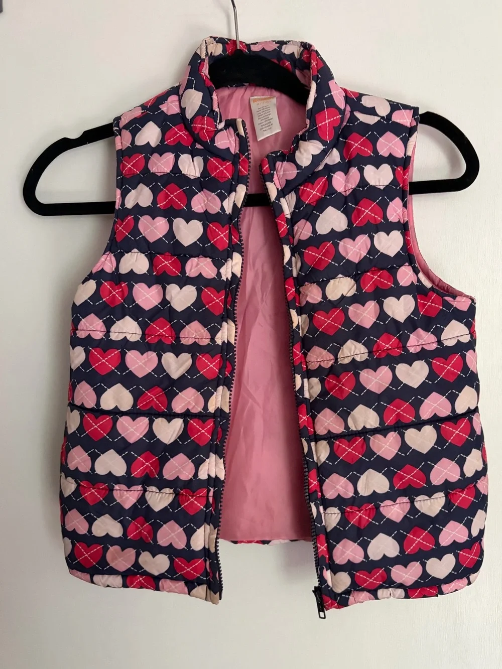 Kids Heart Print Puffer Vest
